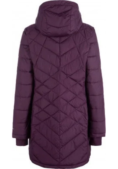 Вигляд ззаду на жіноче фіолетове подовжене пальто Columbia Heavenly Long Hooded на білому тлі без моделі