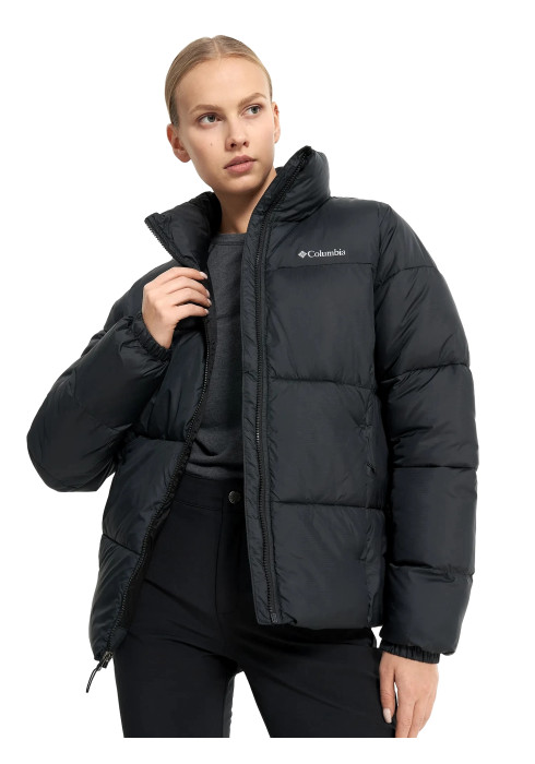 Жіноча чорна утеплена куртка Columbia Puffect II Full Zip Jacket арт. 2090291-010 на модель спереду напівзріст