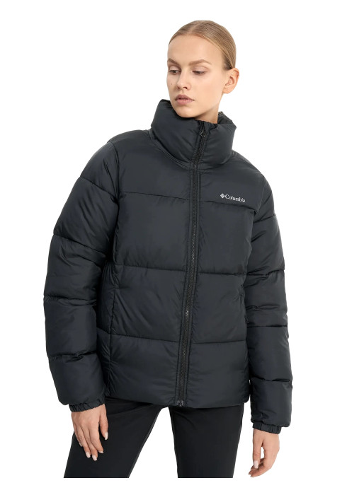 Жіночий чорний пуховик Columbia Puffect II Full Zip Jacket на моделі по пояс спереду