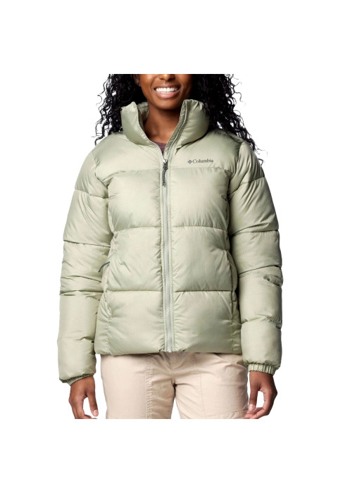 Жіноча оливкова утеплена куртка Columbia Puffect II Full Zip Jacket на моделі спереду у повний зріст