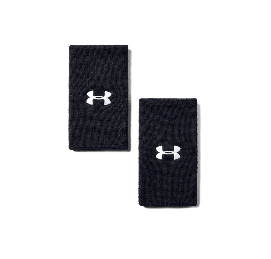 Пара широких чорних напульсників Under Armour 6 дюймів з білим логотипом