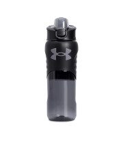 Чорна спортивна пляшка для води Under Armour Clarity 700 мл з прозорою нижньою частиною, вигляд спереду