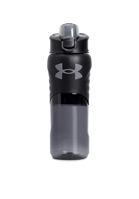 Чорна спортивна пляшка для води Under Armour Clarity 700 мл з прозорою нижньою частиною, вигляд спереду