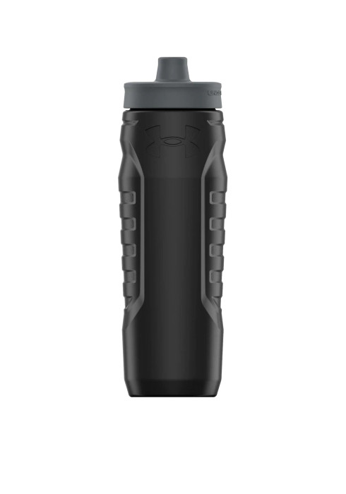 Чорна спортивна пляшка для води Under Armour Sideline Squeeze 950 мл студійний вигляд спереду на білому тлі