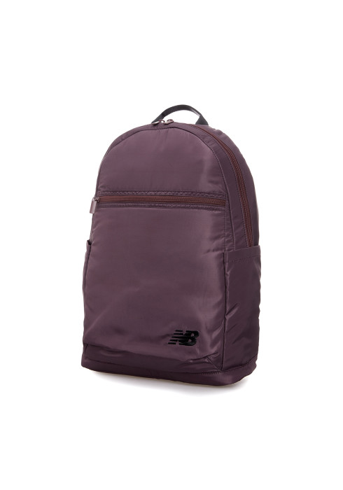 Чорний та бузковий жіночий рюкзак New Balance Wmns Tote Backpack LAB23083, універсальна сумка-тоут з логотипом, вид спереду та ззаду.