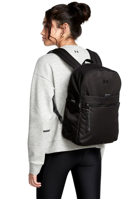 Чорний рюкзак Under Armour Studio Campus Backpack 1384675, вид спереду та збоку, з відділенням для ноутбука 15" - фото 2