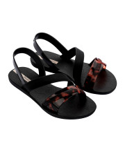 Пара жіночих чорних сандалів Ipanema Vibrant Sandal Fem з переднім ремінцем з черепаховим принтом