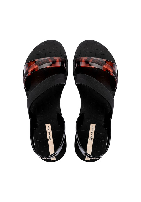 Жіночі чорні сандалі Ipanema Vibrant Sandal Fem з ремінцем з черепаховим принтом вид зверху