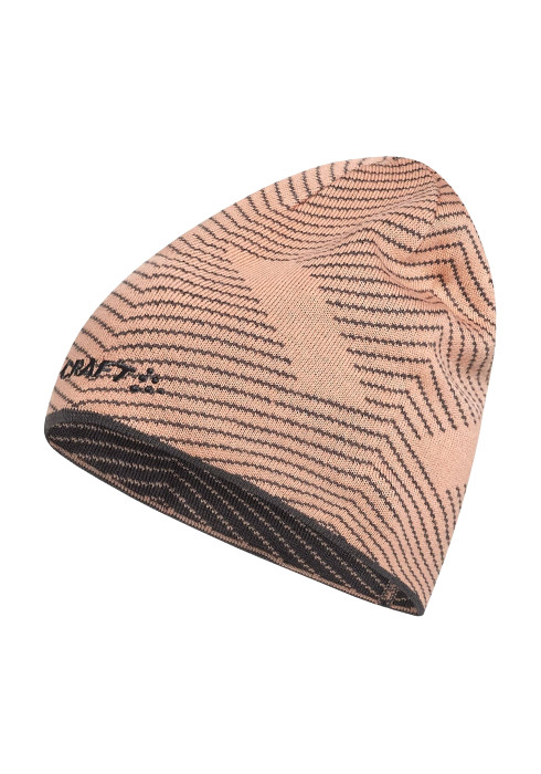 Шапка CRAFT Core Race Knit Hat чорного, помаранчевого та рожевого кольору з жакардовим візерунком для лижного спорту