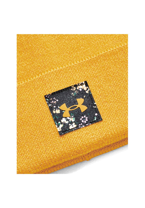 Жіноча шапка Under Armour Halftime Cuff Beanie жовтого кольору з квітковим патчем та чорного кольору - фото 2