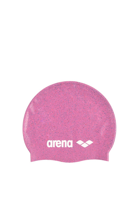 Рожева спортивна шапочка для плавання Arena Silicone Cap з білим логотипом
