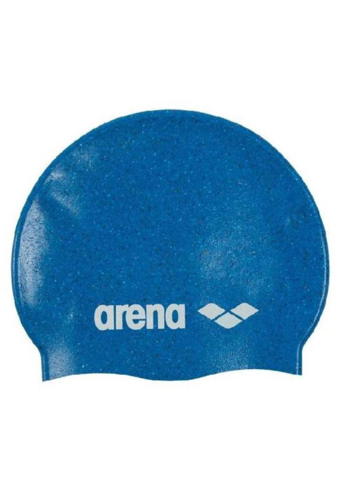Синя дитяча силіконова шапочка Arena Silicone Jr Cap із білим логотипом