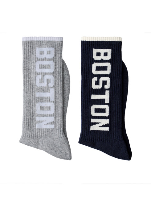 Білі, сірі та темно-сині  спортивні шкарпетки New Balance Boston з логотипом NB - фото 2