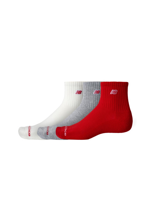 Білі, сірі та червоні шкарпетки New Balance Patch Logo Ankle з вишитим логотипом