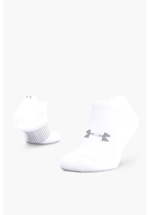 Білі спортивні шкарпетки-невидимки Under Armour ArmourDry Run No Show із сірими деталями