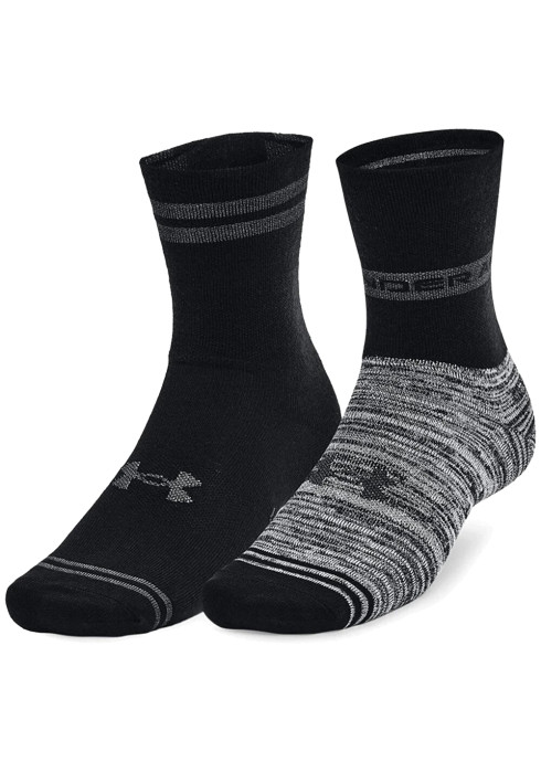 Набір із двох пар спортивних шкарпеток Under Armour Essential Hi Lo у чорно-сірому кольорі