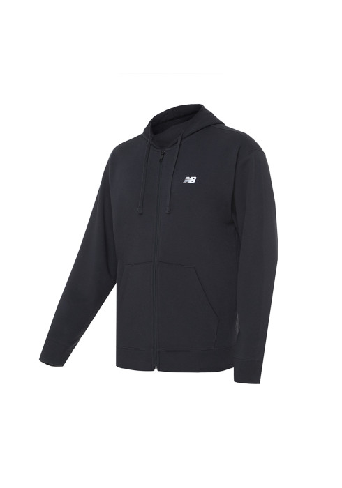 Чорна спортивна кофта на блискавці з капюшоном та кишенями New Balance Stacked Logo спереду