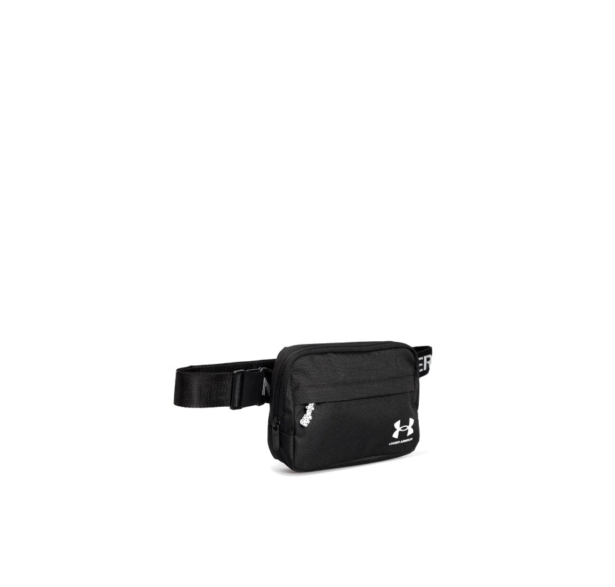 Сумка на пояс Under Armour Loudon Waist Bag Xbody чорного кольору, вигляд збоку під кутом