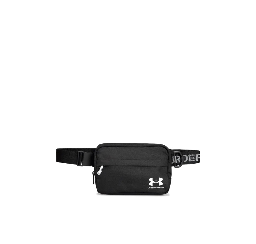 Чорна сумка на пояс Under Armour Loudon Waist Bag Xbody з логотипом бренду, вигляд спереду