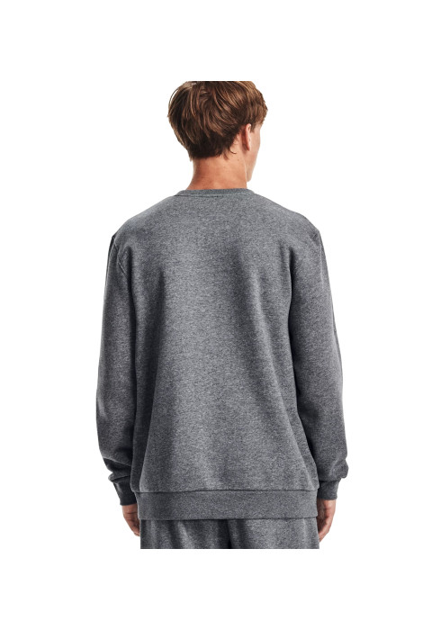 Чоловічий сірий світшот Under Armour Essential Fleece Crew вид ззаду на білому тлі