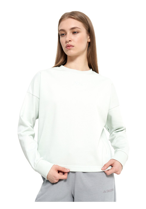 Жіночий світшот Kappa 133866KAP Authentic Core, колір чорний та аквамарин, з натуральної бавовни, вільний крій, логотип Omini на грудях. - фото 2