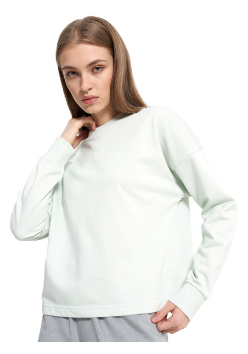 Жіночий світшот Kappa 133866KAP Authentic Core, колір чорний та аквамарин, з натуральної бавовни, вільний крій, логотип Omini на грудях.