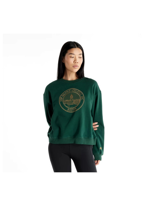Жіночий світшот New Balance Athletics French Terry Crest Crew WT43553, з французької махри, висока горловина, графічний принт.
