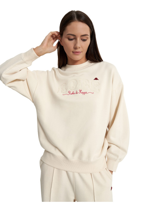 Жіночий світшот Robe di Kappa 134432R2Y, колір пісочний, з натуральної бавовни, круглий виріз, логотип на грудях.