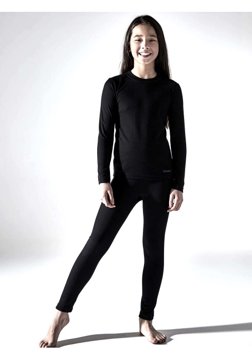 Чорний комплект підліткової термобілизни CRAFT CORE Warm Baselayer Set Jr