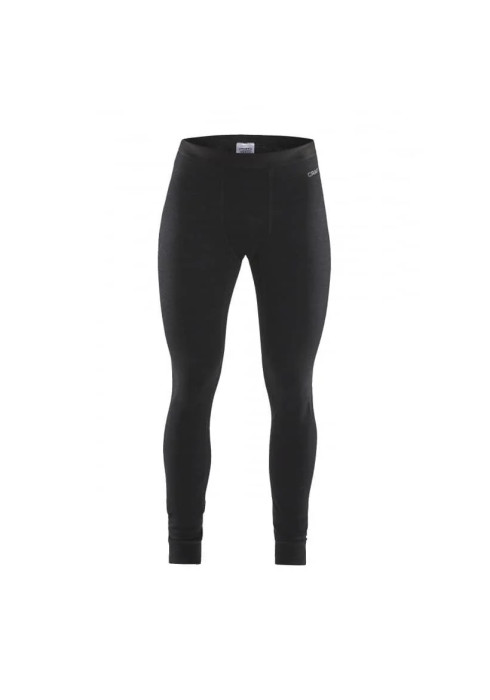 Чоловічі чорні термоштани Craft Merino 240 Pants з вовною мериноса спереду на білому тлі
