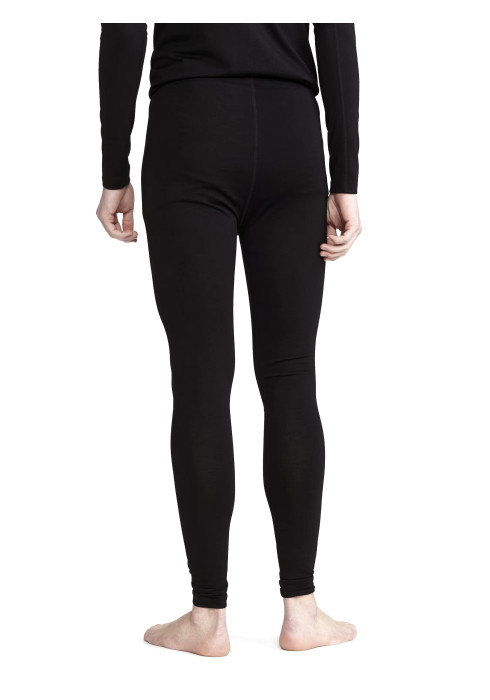 Чоловік у повний зріст у чорних термоштанах Craft PRO Wool Merino Pant вид ззаду на білому тлі