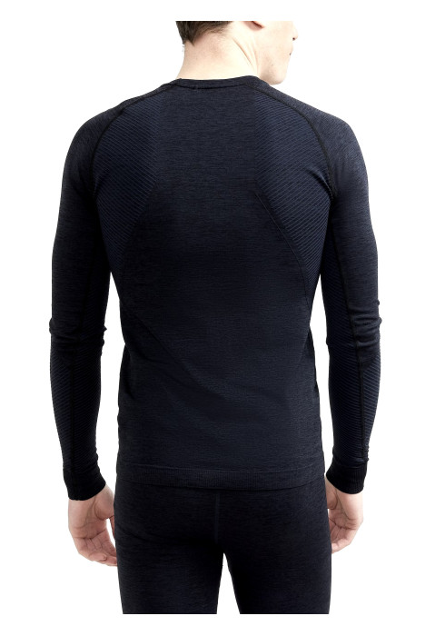 Чоловіча темно-сіра термосорочка Craft Core Dry Active Comfort вид ззаду на білому тлі