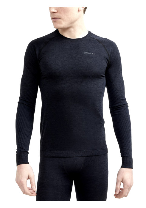 Чоловік у темно-сірій термосорочці Craft Core Dry Active Comfort з довгим рукавом спереду