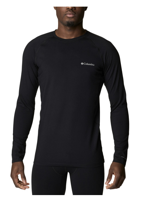 Чоловік у повний зріст у чорній термокофті Columbia M Omni-Heat Infinity Knit LS Crew спереду на білому тлі