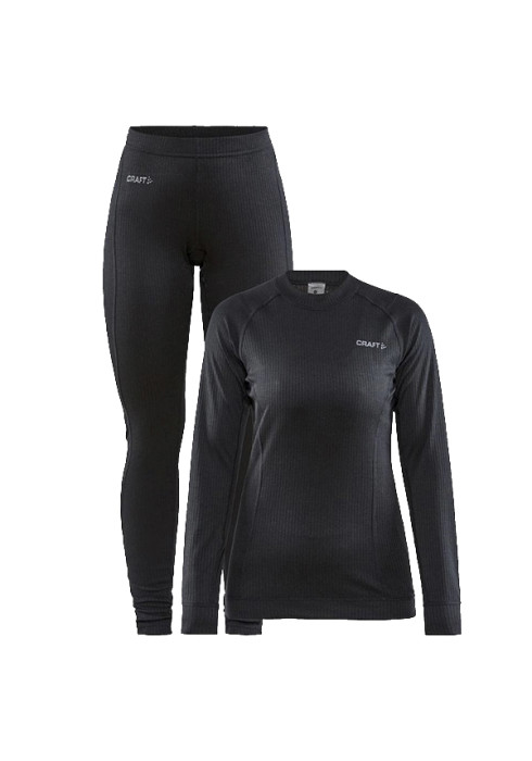 Жіночий комплект термобілизни Craft Core Dry Baselayer Set арт. 1909706-999000 чорного кольoru на білому тлі