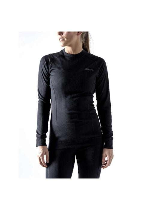 Жіночий комплект чорної термобілизни Craft Core Dry Baselayer на моделі спереду у повний зріст