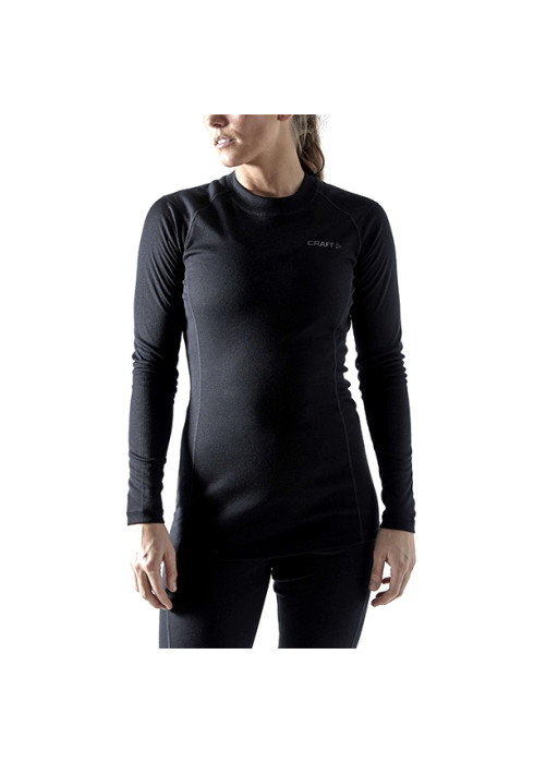 Жіночий комплект чорної теплої термобілизни Craft Core Warm Baselayer на моделі спереду у повний зріст