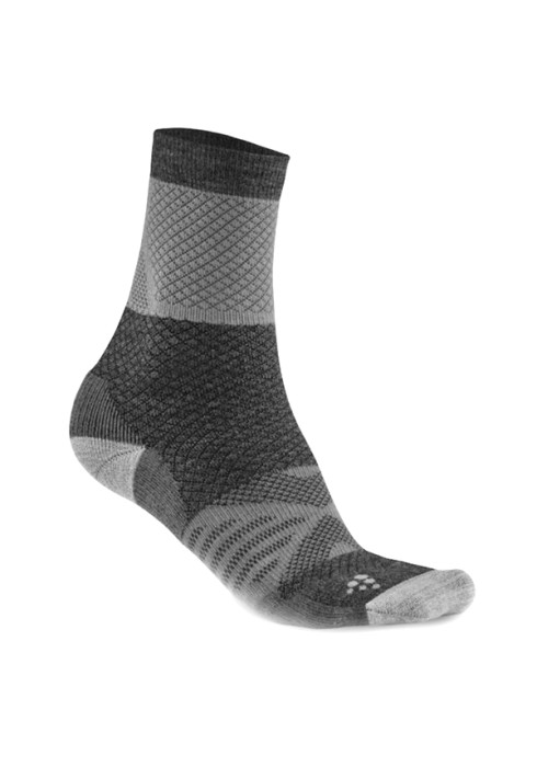 Чорно-сірі термошкарпетки CRAFT Wool Warm із логотипом на гомілці