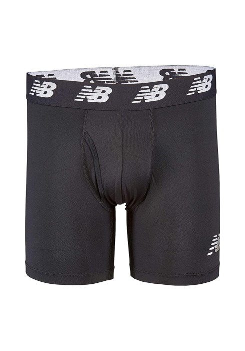 Чоловічі чорні труси-боксери New Balance Mens Premium 6" Boxer Brief з широким брендованим поясом