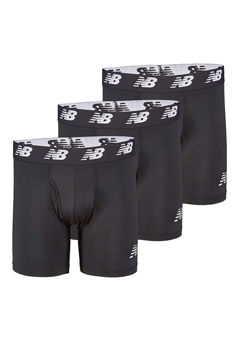 Набір із трьох чоловічих чорних боксерів New Balance Mens Premium 6" Boxer Brief з логотипами на резинці