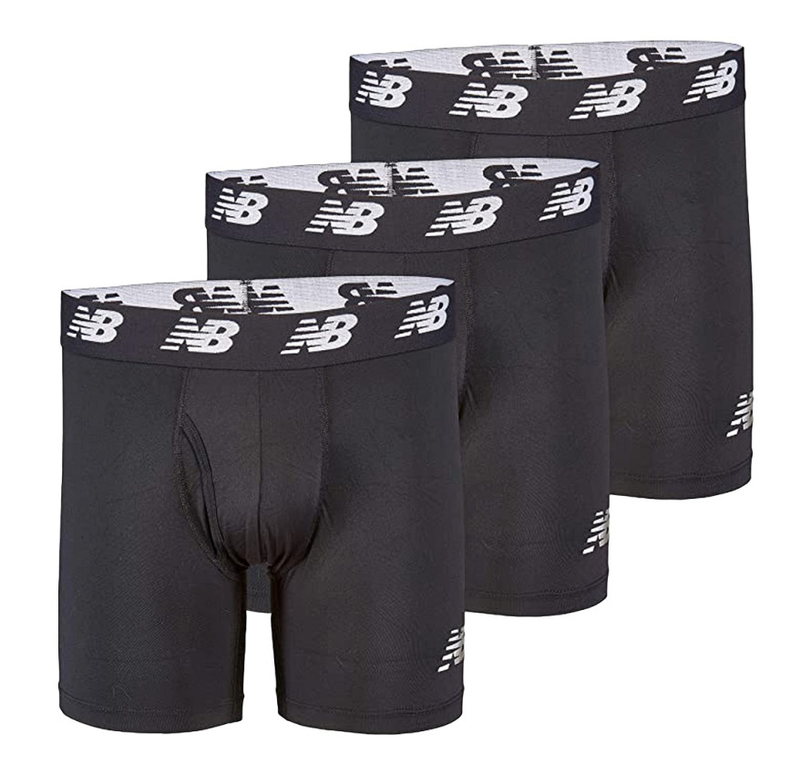 Набір із трьох чоловічих чорних боксерів New Balance Mens Premium 6" Boxer Brief з логотипами на резинці