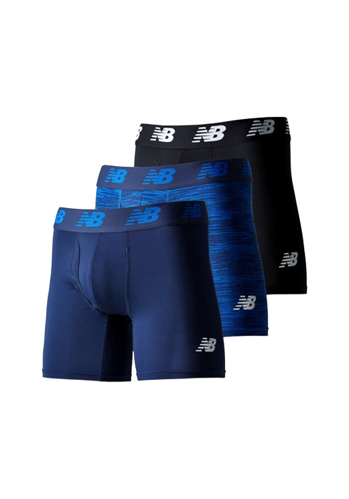 Набір із трьох чоловічих чорних боксерів New Balance Mens Premium 6" Boxer Brief з логотипами на резинці
