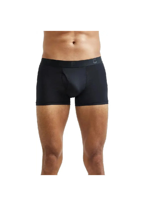 Чоловічі чорні спортивні труси-боксери Craft Core Dry Boxer у профіль на тілі з еластичним поясом