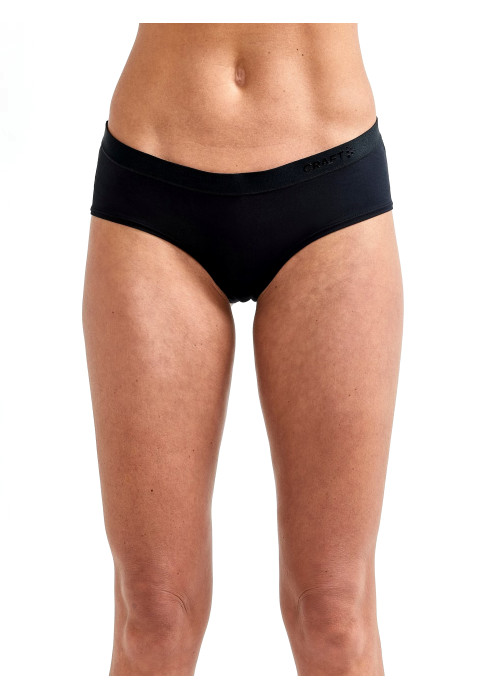 Жіночі чорні труси шортиками Craft Core Dry Hipster W на фігурі спереду з логотипом