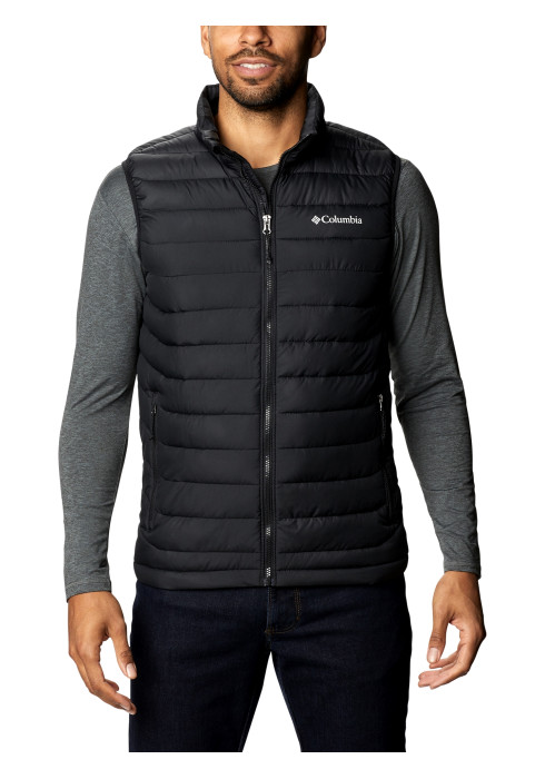 Чоловічий чорний стьобаний жилет Columbia Powder Lite II Vest з класичним кроєм на моделі спереду