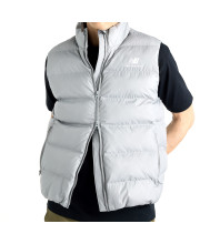 Крупний план двосторонньої застібки-блискавки сірого жилета New Balance Boston Puffer