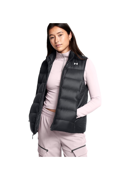 Жіночий чорний пуховий жилет Under Armour UA Legend Down Vest арт. 1385853-001 на моделі спереду