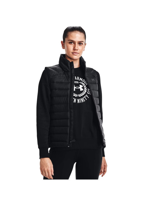 Жіночий пуховий жилет Under Armour UA Storm Armour Down 2.0 чорного кольору на моделі спереду